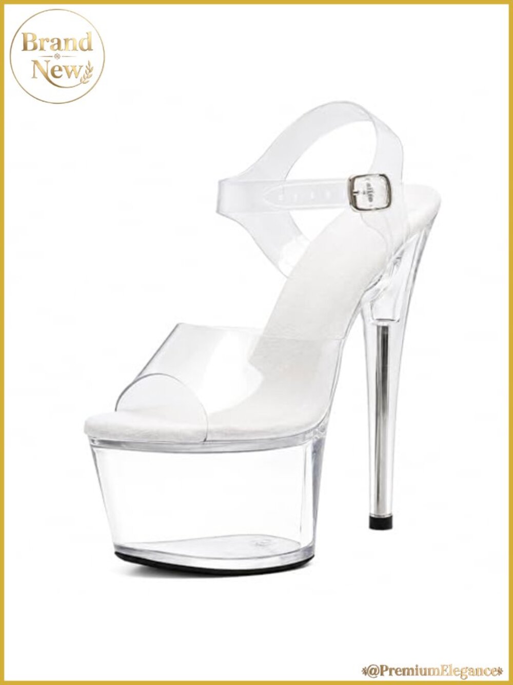 7" Stiletto Heels Clear Platform Ankle Strap Sexy, Pole Dance Heels
